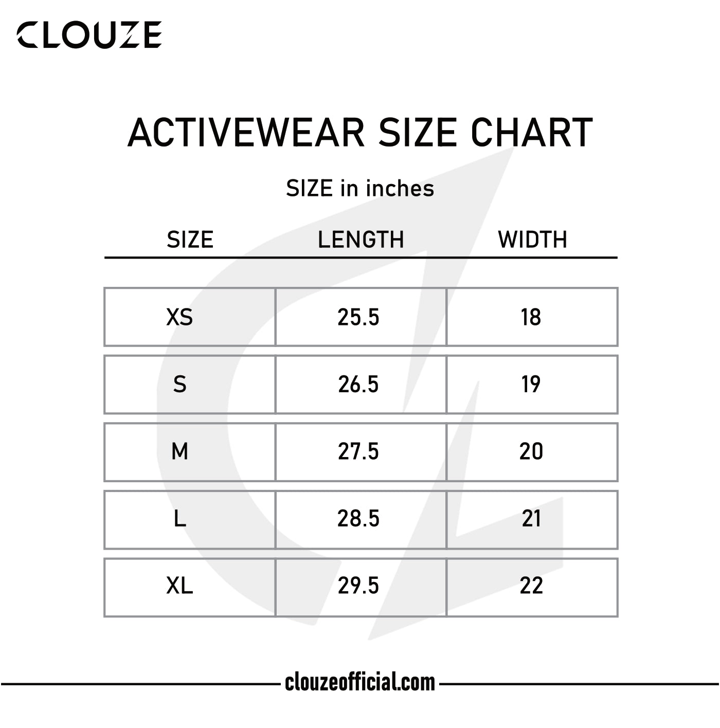Activewear Size Guide